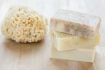 Natural soaps cerfifiés AB and natural sponge
