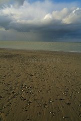 Sky of storm and low tide in Bay of Somme France