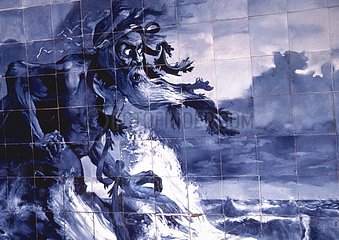 Azulejos représentant un naufragé Portugal