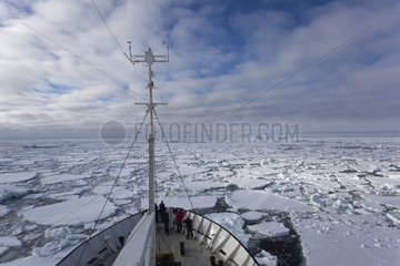 Expedition cruise ship in the southern ice