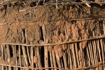 Wall of a ndorobo case in natural materials Tanzania