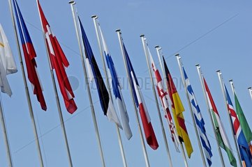 Flags in front of the Palace of Europe Strasbourg