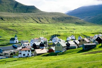 Small village on an island Faroe Islands