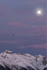 Full moon and Gélas winter Mercantour PN