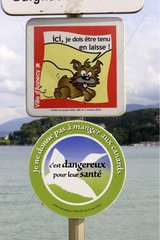 Information panels to keep dogs on a leash