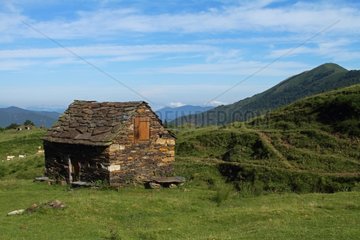 Former home of a shepherd in the Pyrenees mountain pastures France