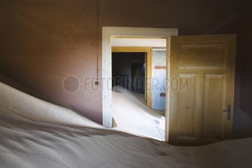 Inside room in Diamond ghost town Kolmannskuppe Namibia