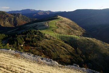 Landscape of mountains in late summer Le Pompidou Lozere