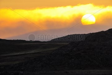 Sunset on the hills Somerset Island Nunavut Canada