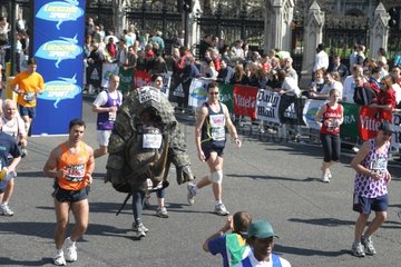 Runner dressed up during the marathon of London