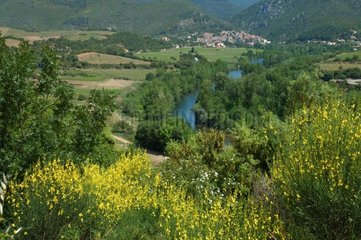 River Orb and the Roquebrun village in Hérault