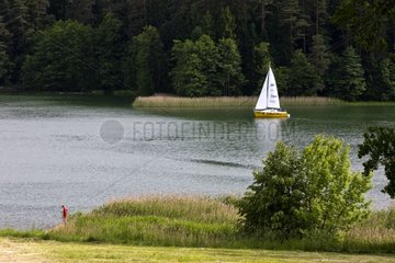 Sailboat and Fisherman National Park Wigry Poland