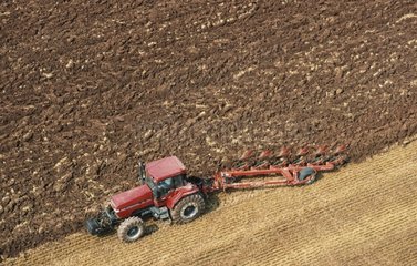 Grain field ploughing after harvest