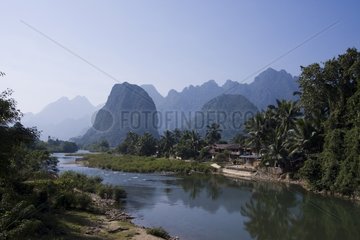 Landscape of moutain and river of Laos