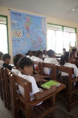 Schoolchildren in class Santa Jiuliana Luzon Philippines