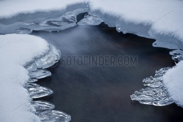 Ice on the surface of a river Vosges France