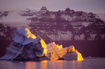 Iceberg orange Scoresbysund Groenland