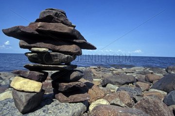 Small cairn with human form built by the Indians Canada