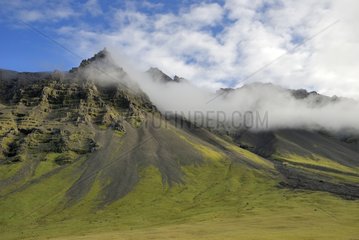 Mountains to the glacier Vatnajoekull Suðursveit Iceland