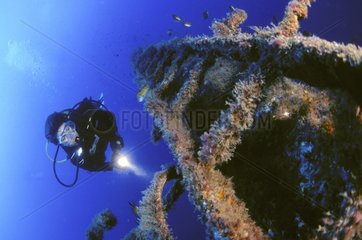 Plongeur à l'épave Arona Iles Canaries Espagne