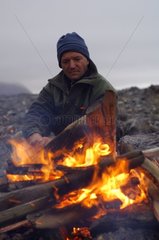 Campfire with recovered wood Biskayerhuken Spitzberg