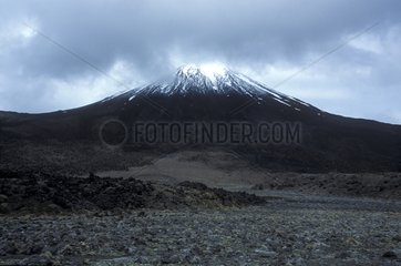 Mount Ngauruhoe with snow-covered summit New Zealand