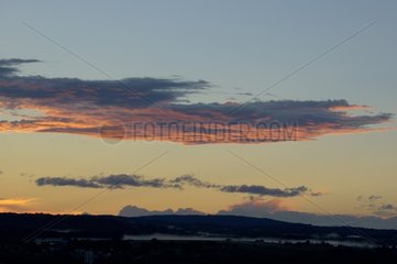 Clouds in the sunset light Doubs France