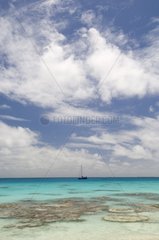 Sailboat in the Tuamotu atoll of Fakarava French Polynesia [AT]