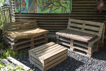 Garden furniture made of wooden pallets