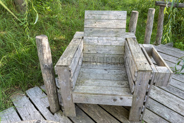 Armchair made with wooden pallets  summer  Moselle  France