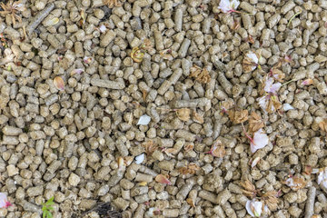 Mulch in the form of granulated straw pellets and enriched with organic fertilizer  spring  Somme  France