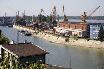 Freight and Cargo harbour on the Danube at Ruse Bulgaria