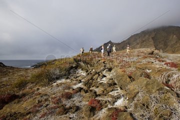 Hiking in the mountains in Punta Pitt Galapagos