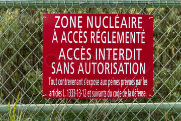 Panel regulating a nuclear zone closed to the public  La Hague  France
