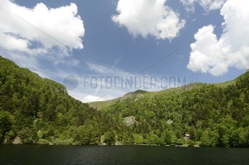 Lake Schiessrothried under the Hautes-Vosges Hohneck