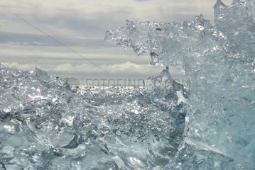 Block of ice on the glacier lake Joekulsárlón in Iceland