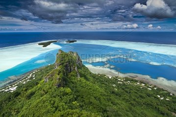 Aerial view of Maupiti island in French Polynesia
