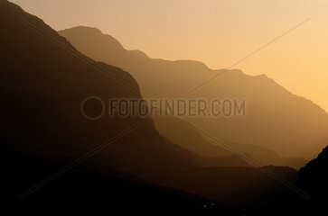 Sunset in a valley of Snowdonia NP Wales UK