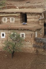 Berber house with a solar panel on the roof