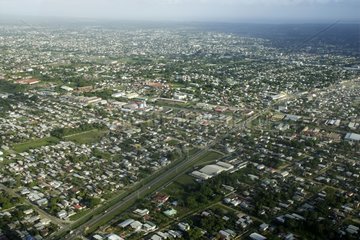 Aerial view of city of Paramaribo  Suriname capital