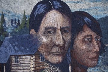 Mural representing Grey Owl and Anahareo Canada