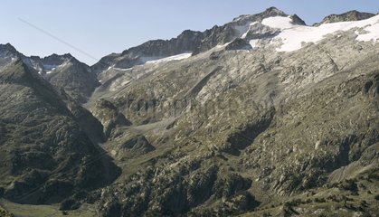 Relikt des Gletschers von Aneto im Jahr 2005 Pyrenäen Spanien