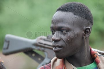 Portrait of a man in a Toposa village Southern Sudan
