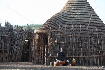 Toposa people in their village near Namorupus and Kuron