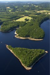 Triangular island in the artificial lake of Viam Corrèze