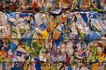 Detail of a bundle of waste in a recycling station