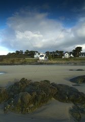 Locquirec beach in winter Finistere France