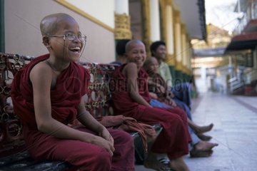 Young novices in a temple of Rangoon Myanmar