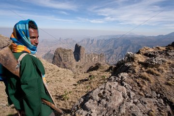 Amhara tribe's man in the Simien Mountains NP Ethiopia