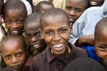 Portrait of children smiling and curious Rwanda